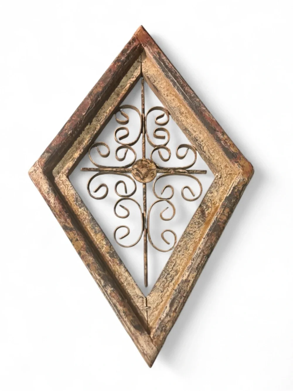 Vintage Mexican Rustic Wood Iron Wall Scroll Plaque Hacienda Decor 20